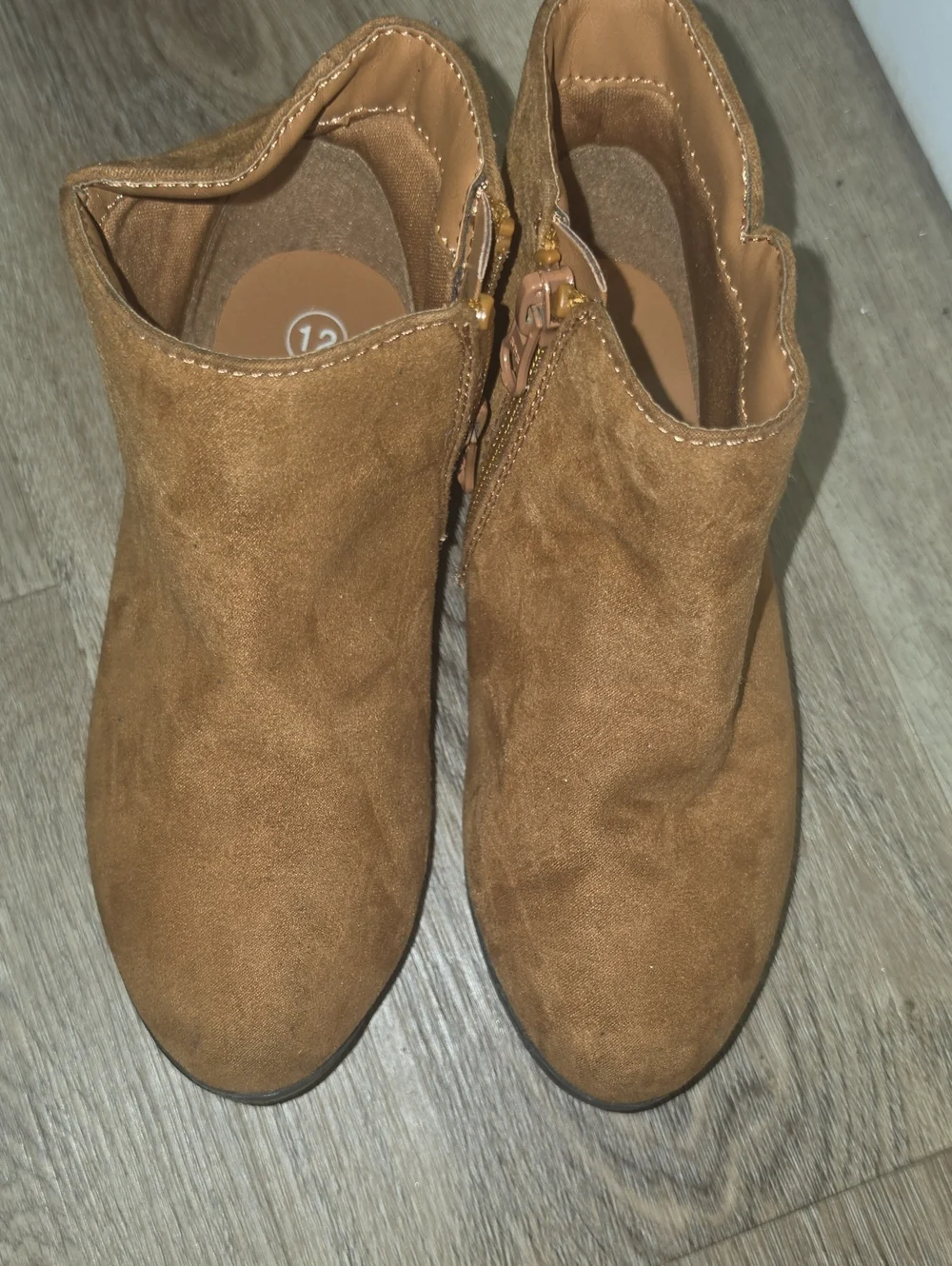 Cat & Jack Kids Brown Suede-Look Ankle Boots with Side Zip